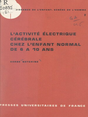 cover image of L'activité électrique cérébrale chez l'enfant normal de six à dix ans (2)